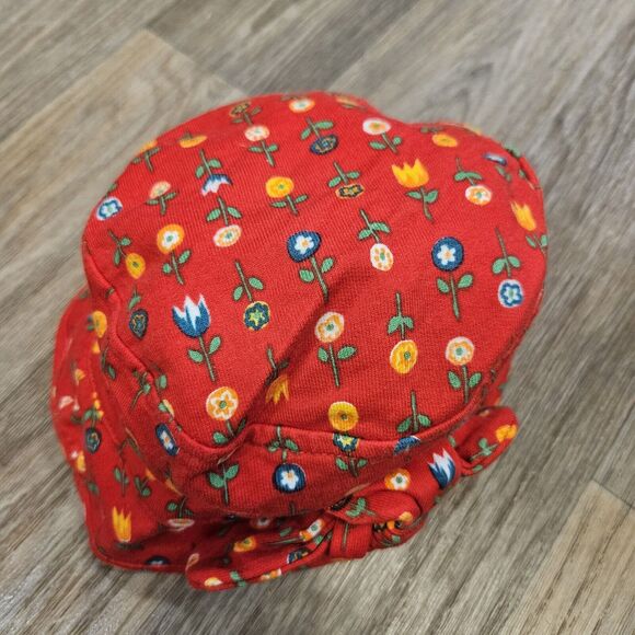 Vtg The Limited Bucket Hat Baby Size S 6-12mos Red Orange Retro Cottage Boho - Picture 2 of 9
